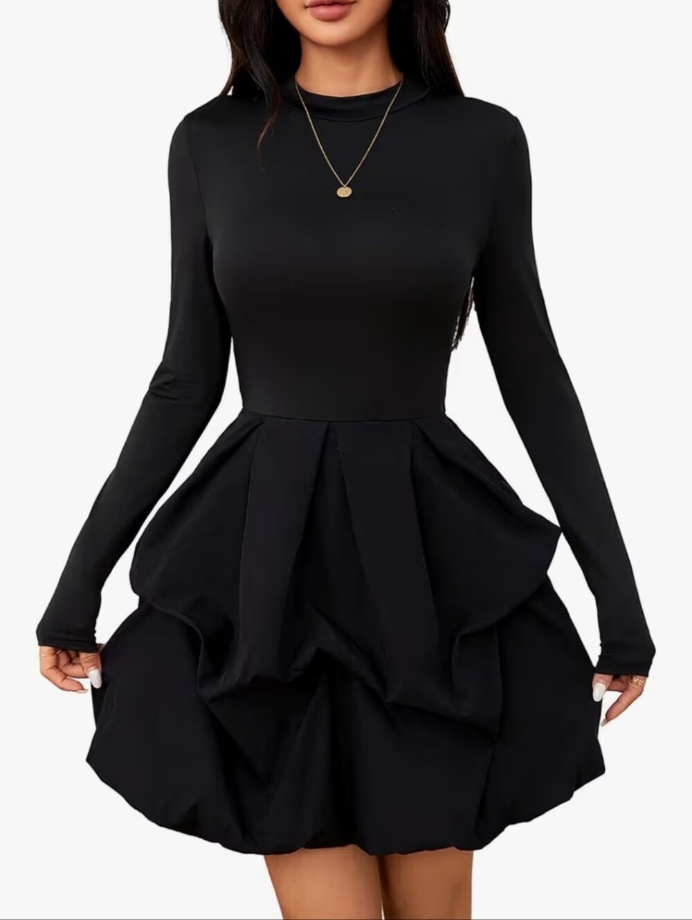 Classic Long-Sleeve Black Dress
